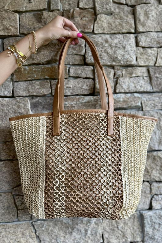 Farrah Raffia Tote Bag Light 